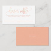 Peach Script Baby shower Luier Raffle Visitekaartje (Voorkant / Achterkant)
