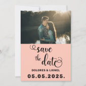 Peach Script Photo Minimalist De datum opslaan Kaart (Voorkant)