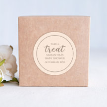 Peach Script Simple Treat Baby shower