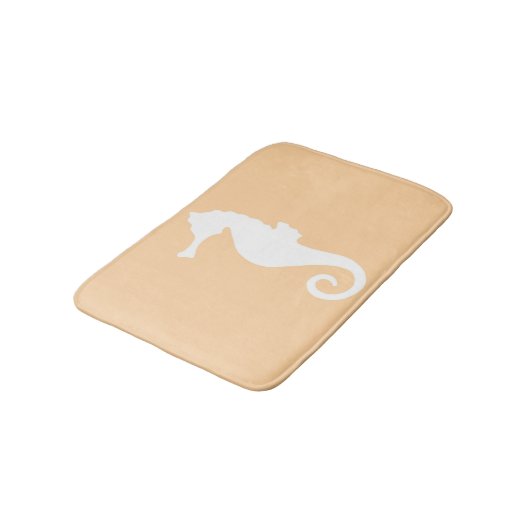 Peach Seahorse Bathroom Mat. Badmat (Gekanteld)