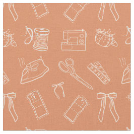Peach Sewing Themed Pattern Stof