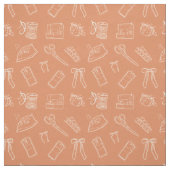 Peach Sewing Themed Pattern Stof (Swatch)