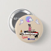Peach Sexy Witch Halloween Button (Voorkant /achterkant)