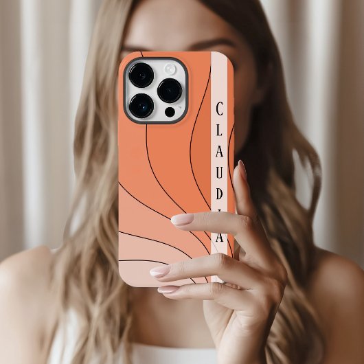 Peach Shades Retro Waves Persoonlijke naam Case-Mate iPhone Case