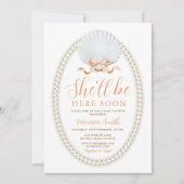  Peach She'll Be Here Soon Sea Shell Baby Shower Kaart (Voorkant)