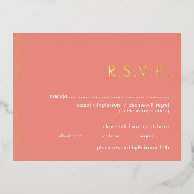 Peach shimmer folie bruiloft RSVP briefkaart