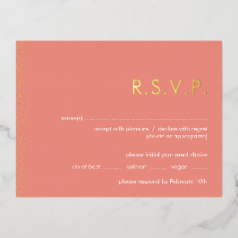 Peach shimmer folie bruiloft RSVP briefkaart