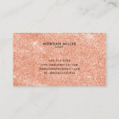 Peach Shimmer Glitter Roos Goud Monogram Visitekaartje (Achterkant)