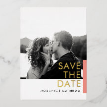 Peach Shimmer Save the Date foliekaart