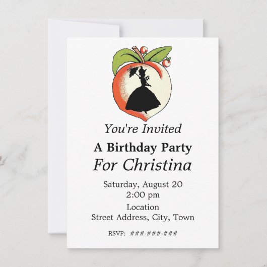 Peach Silhouette Southern Bell Verjaardag Kaart (Voorkant)