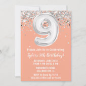 Peach Silver 9e verjaardag Kaart (Voorkant)