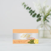 Peach Silver Decor Cute Roos Flower with Monogram Visitekaartje (Staand voorkant)