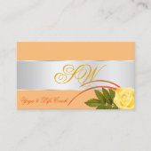 Peach Silver Decor Cute Roos Flower with Monogram Visitekaartje (Voorkant)