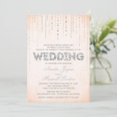 Peach & Silver Glitter Kijk Weddenschap Kaart (Staand voorkant)