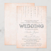 Peach & Silver Glitter Kijk Weddenschap Kaart (Voorkant / Achterkant)