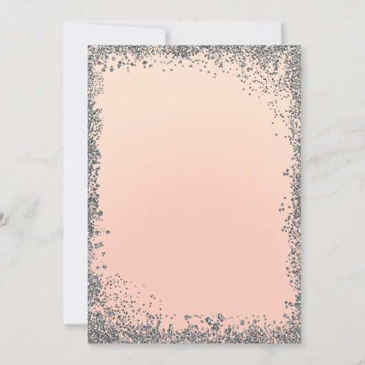 Peach & Silver Glitter Party Jurk Glam Sweet 16 Kaart (Achterkant)