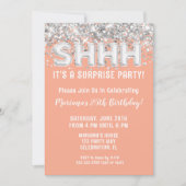 Peach Silver Glitter Surprise verjaardagsfeestje Kaart (Voorkant)