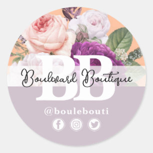 Peach & Silver  Rozen Floral Boutique Shop Ronde Sticker