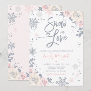 Peach & Silver Winter Vrijgezellenfeest Sneeuw ver Kaart
