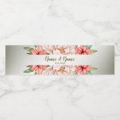 Peach Sinaasappel Floral Leaves Rustic Waterfles Etiket (Enkel label)