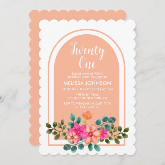 Peach Sinaasappel Spring Flora Botanical 21e Verja Kaart (Voorkant / Achterkant)