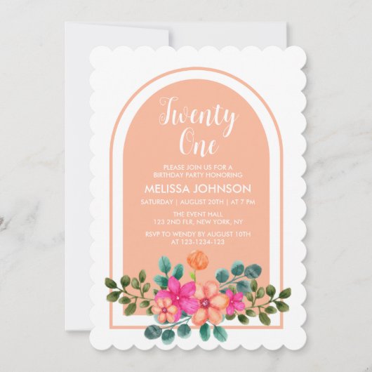 Peach Sinaasappel Spring Flora Botanical 21e Verja Kaart (Voorkant)