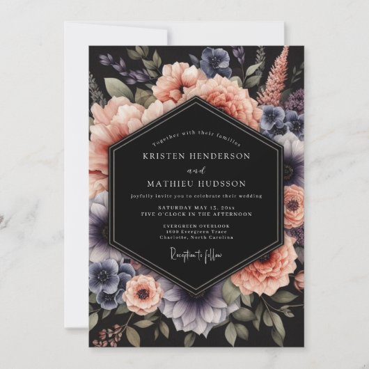 Peach Slate Nocturne Wedding Kaart (Voorkant)