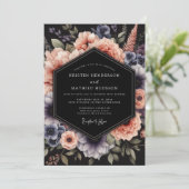Peach Slate Nocturne Wedding Kaart (Staand voorkant)