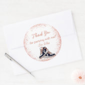 Peach Sneaker Verjaardag, Glitter Sweet 16 Bedankt Ronde Sticker (Envelop)