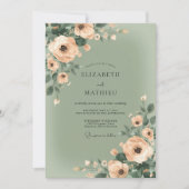 Peach Soft Bloom Wedding Kaart (Voorkant)