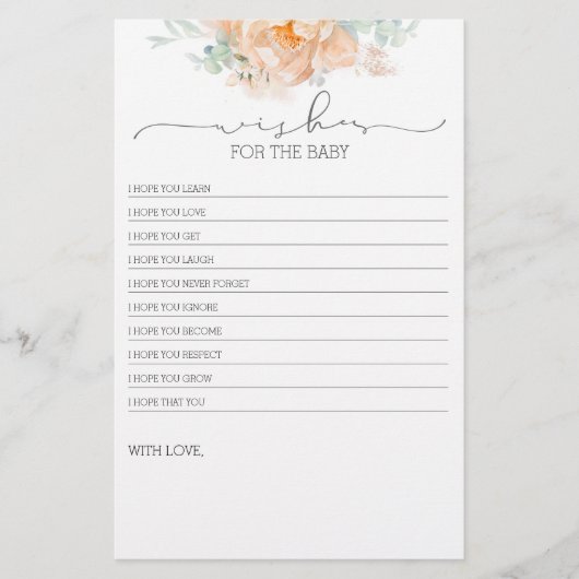 Peach Soft Flower Baby shower Game (Voorkant)