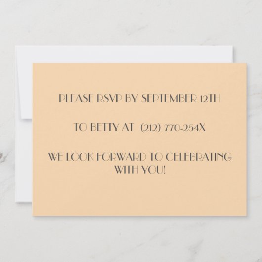 Peach Sophisticated Rode wijn verjaardag Uitnodigi Kaart (Achterkant)