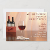 Peach Sophisticated Rode wijn verjaardagsfeestje Kaart (Voorkant)