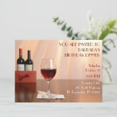 Peach Sophisticated Rode wijn verjaardagsfeestje Kaart (Staand voorkant)