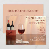 Peach Sophisticated Rode wijn verjaardagsfeestje Kaart (Voorkant / Achterkant)