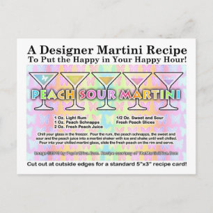 Peach Sour Spring Martini Recipe Card Briefkaart