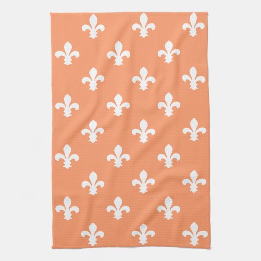 Peach Southern Cottage Fleur de Lys Theedoek (Verticaal)
