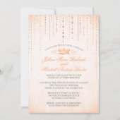 Peach Sparkles & Crown Fairytale Weddenschap Kaart (Voorkant)