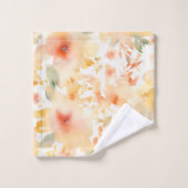 Peach Splash Floral Abstract Bad Handdoek (Wasdoekje)