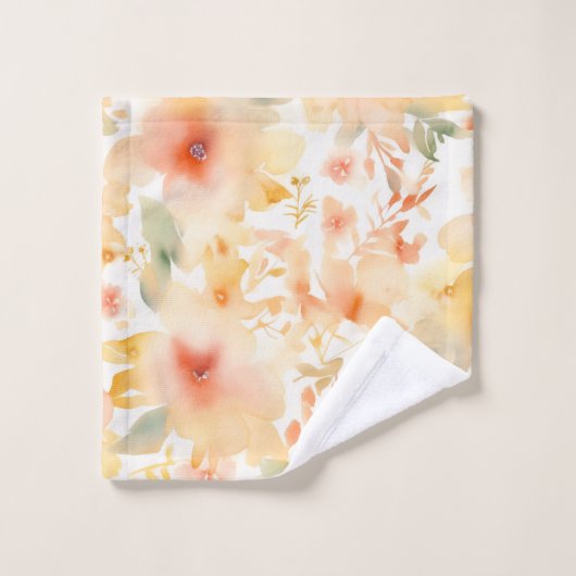 Peach Splash Floral Abstract Bad Handdoek (Wasdoekje)