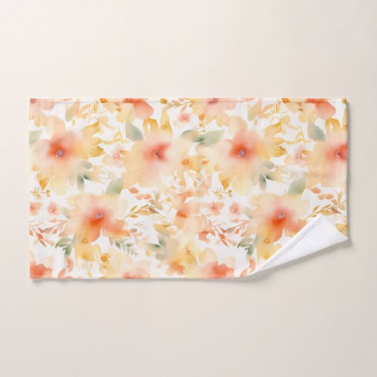 Peach Splash Floral Abstract Bad Handdoek (Handdoek)