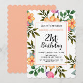 Peach Spring Flora Botanical 21e Verjaardag Kaart (Voorkant / Achterkant)