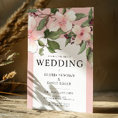 Peach Spring Floral Drop Wedding Invitation Kaart