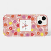 Peach Spring Floral Monogram Voornaam iPhone Hoesje (Achterkant horizontaal)