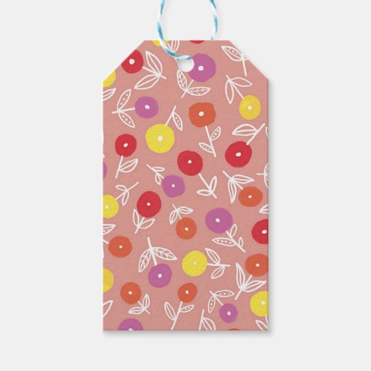 Peach Spring Floral patroon Cadeaulabel (Voorkant)