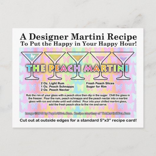 Peach Spring Martini Recept Kaart Briefkaart (Voorkant)
