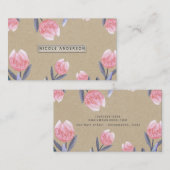 Peach Spring Waterverf Tulps Rustic Kraft Chic Visitekaartje (Voorkant / Achterkant)