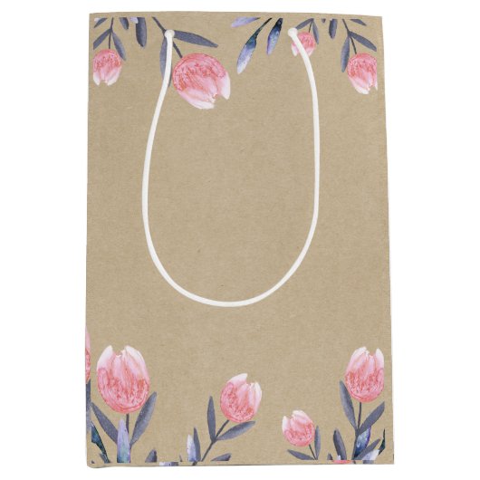 Peach Spring Waterverf Tulps Vrijgezellenfeest Par Medium Cadeauzakje (Voorkant)