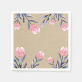 Peach Spring Waterverf Tulps Vrijgezellenfeest Par Servetten (Voorkant)