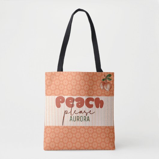 Peach Squad Savannah Bridesmaid Retro Bachelorette Tote Bag (Voorkant)